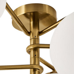 Beliani Glamout Gold Ceiling Lamp With Six Opal Globe Shades, Gold Iron Arms, 73Cm Diameter - thumbnail 4