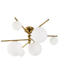 Beliani Glamout Gold Ceiling Lamp With Six Opal Globe Shades, Gold Iron Arms, 73Cm Diameter - thumbnail 2