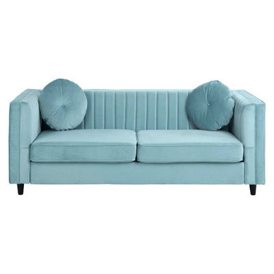 Orsina Farah Three Seater Midnight Green Velvet Sofa - image 1