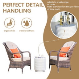 Title Abrihome 3-Piece Outdoor Garden Bistro Set, Brown Rattan Chairs With A White Concrete Side Table - thumbnail 5