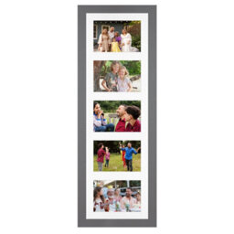 AK Frames 26X8 Dark Grey Modern Multi Photo Frame With White Mount - Holds 5 Apertures (5X) 6X4 Photos - thumbnail 1