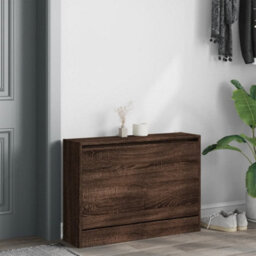 Berkfield Shoe Cabinet Brown Oak 80X21X57 Cm Engineered Wood - thumbnail 3