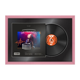 "AK Frames 25X17"" Pink Sleek Vinyl Record Frame With Black Mount For 12 Inch Lp Cover & Disc - Overlapped Design"