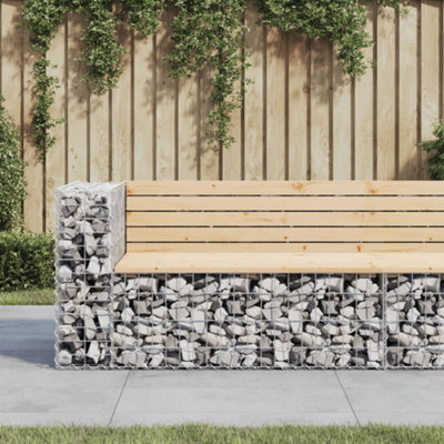 Berkfield Garden Bench Gabion Design 122X71X65.5 Cm Solid Wood Pine - image 1