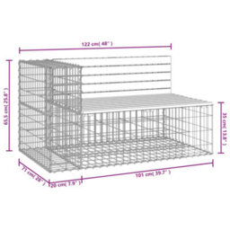 Berkfield Garden Bench Gabion Design 122X71X65.5 Cm Solid Wood Pine - thumbnail 8