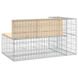 Berkfield Garden Bench Gabion Design 122X71X65.5 Cm Solid Wood Pine - thumbnail 5