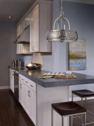 Luminosa Lighting Elstead 4 Light Cylindrical Ceiling Pendant Light Brushed Steel With Silver Fabric, E27 - thumbnail 2