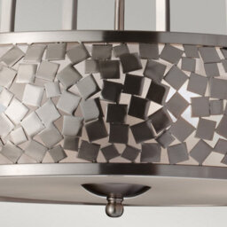 Luminosa Lighting Elstead 4 Light Cylindrical Ceiling Pendant Light Brushed Steel With Silver Fabric, E27 - thumbnail 5