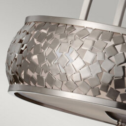 Luminosa Lighting Elstead 4 Light Cylindrical Ceiling Pendant Light Brushed Steel With Silver Fabric, E27 - thumbnail 4