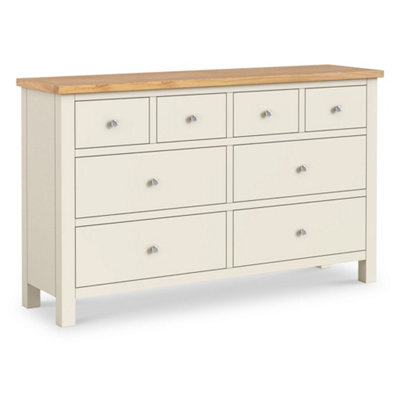 Farro Cream Xl 8 Drawer Chest Fully Assembled - Painted With Oak Top By Roseland Furniture - image 1