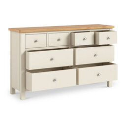 Farro Cream Xl 8 Drawer Chest Fully Assembled - Painted With Oak Top By Roseland Furniture - thumbnail 5