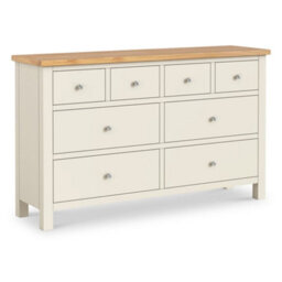 Farro Cream Xl 8 Drawer Chest Fully Assembled - Painted With Oak Top By Roseland Furniture