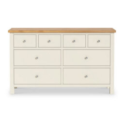 Farro Cream Xl 8 Drawer Chest Fully Assembled - Painted With Oak Top By Roseland Furniture - thumbnail 4