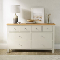 Farro Cream Xl 8 Drawer Chest Fully Assembled - Painted With Oak Top By Roseland Furniture - thumbnail 3