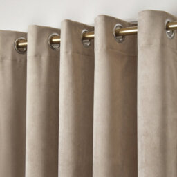 Laurence Llewelyn-Bowen Montrose Velvet Blackout-Coated Pair Of Natural Eyelet Curtains - thumbnail 2