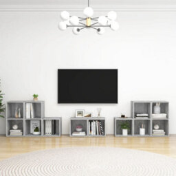 Berkfield 8 Piece Tv Cabinet Set Concrete Grey Engineered Wood - thumbnail 1