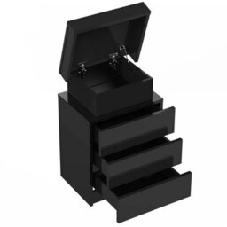 Black 3 Drawer Bedside Table Cabinet Led Light Storage - thumbnail 2