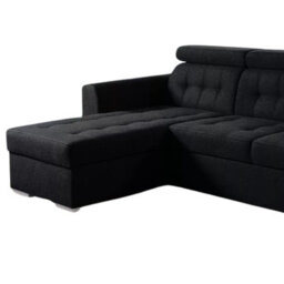 Zara Corner Sofa Bed Storage Compartment Pull Out Sleep Function Elastic Foam Black Left Corner Side - thumbnail 3
