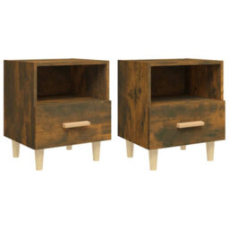 Berkfield Bedside Cabinets 2 Pcs Smoked Oak 40X35X47 Cm - thumbnail 2
