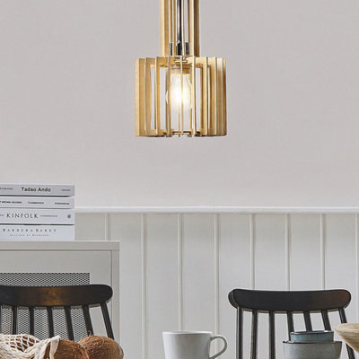 Wyld and Coco Open Shade Mdf Pendant Light With Light Brown Metal Frame, 19Cm X 119Cm H - image 1