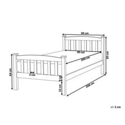 Beliani Bed Pine Wood Giverny 90 X 200 Cm (Eu Single) White - thumbnail 3