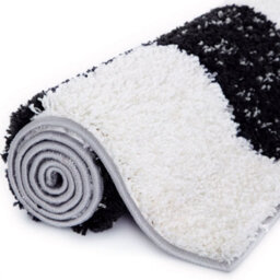 The Rugs Black Grey And Ivory Soft Checkerboard Design Fluffy Shaggy Rugs And Runners High Pile Living Room Kitchen Hallway 381 - thumbnail 5