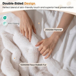 Costway Faux Fur Throw Blanket Plush Rabbit Fur Bubble Blanket 203 X 178 Cm - thumbnail 7