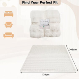 Costway Faux Fur Throw Blanket Plush Rabbit Fur Bubble Blanket 203 X 178 Cm - thumbnail 3