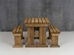 Arbor Garden Solutions Picnic Bench And Table Set, Aspen Wooden Patio Furniture (4Ft, Rustic Brown) - thumbnail 2