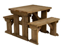 Arbor Garden Solutions Picnic Bench And Table Set, Aspen Wooden Patio Furniture (4Ft, Rustic Brown) - thumbnail 1