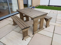 Arbor Garden Solutions Picnic Bench And Table Set, Aspen Wooden Patio Furniture (4Ft, Rustic Brown) - thumbnail 5