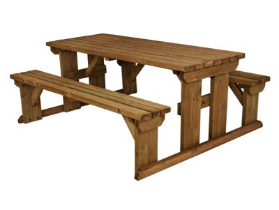 Arbor Garden Solutions Abies Wooden Picnic Bench And Table Set, Outdoor Dining Set (5Ft, Rustic Brown) - image 1