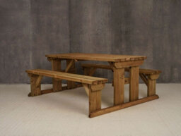 Arbor Garden Solutions Abies Wooden Picnic Bench And Table Set, Outdoor Dining Set (5Ft, Rustic Brown) - thumbnail 2