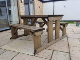 Arbor Garden Solutions Abies Wooden Picnic Bench And Table Set, Outdoor Dining Set (5Ft, Rustic Brown) - thumbnail 6
