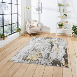 Grey Gold Abstract Modern Easy To Clean Abstract Rug For Dining Room-160Cm X 220Cm - thumbnail 1