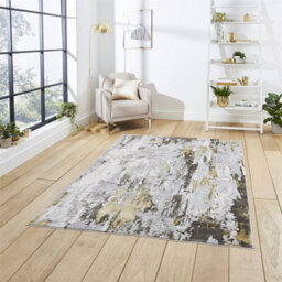 Grey Gold Abstract Modern Easy To Clean Abstract Rug For Dining Room-160Cm X 220Cm - thumbnail 2