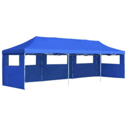 Berkfield Folding Pop-Up Party Tent With 5 Sidewalls 3X9 M Blue - thumbnail 1