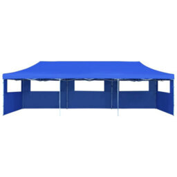 Berkfield Folding Pop-Up Party Tent With 5 Sidewalls 3X9 M Blue - thumbnail 2