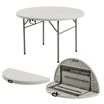Harbour Housewares Folding Trestle Table - 120Cm - White - Round Portable Space Saving Heavy Duty Table Indoor & Outdoor - image 1