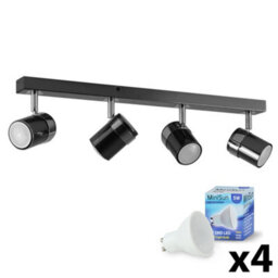 Valuelights Rosie Black Ceiling Bar Spotlight And Gu10 Spotlight Led 5W Warm White 3000K Bulbs