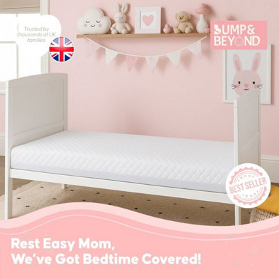 Bump & Beyond Baby Cot Mattress For Girls - Hypoallergenic, Waterproof & Breathable, Washable Cover - 120X60X5Cm - image 1