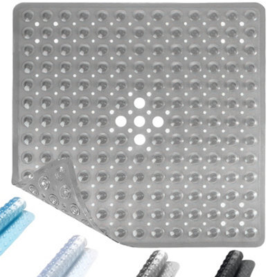 Anti Slip Square Shower Mat 53 X 53Cm Bath Mat With Suction Cup And Drain Hole, Antibacterial Mildew-Resistant Machine Washable - image 1