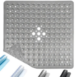 Anti Slip Square Shower Mat 53 X 53Cm Bath Mat With Suction Cup And Drain Hole, Antibacterial Mildew-Resistant Machine Washable - thumbnail 1