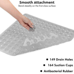 Anti Slip Square Shower Mat 53 X 53Cm Bath Mat With Suction Cup And Drain Hole, Antibacterial Mildew-Resistant Machine Washable - thumbnail 4