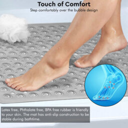 Anti Slip Square Shower Mat 53 X 53Cm Bath Mat With Suction Cup And Drain Hole, Antibacterial Mildew-Resistant Machine Washable - thumbnail 5