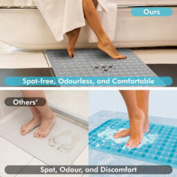Anti Slip Square Shower Mat 53 X 53Cm Bath Mat With Suction Cup And Drain Hole, Antibacterial Mildew-Resistant Machine Washable - thumbnail 6
