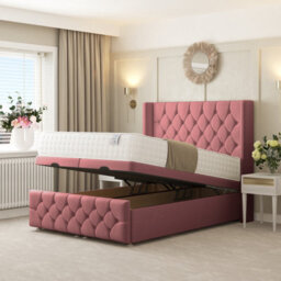 "Bed Choices Deluxe Ottoman Divan Bed With 54"" Headboard (Pink) - King (Pink)" - thumbnail 1