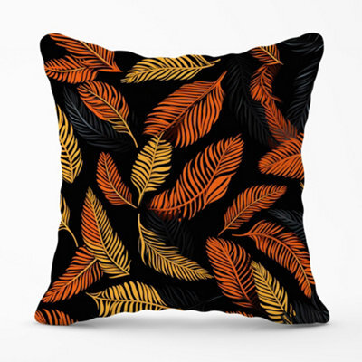 Warren Reed Designer Orange Feather Leaves Cushions 45Cm X 45Cm