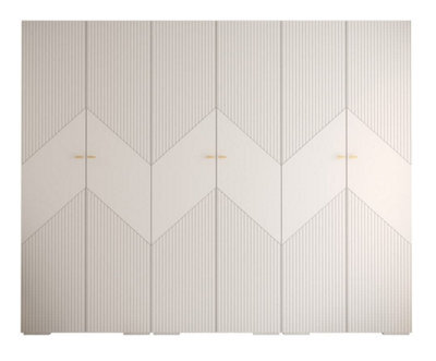 Arte Manhattan Ii Versatile Spacious Hinged Door Wardrobe W3000mm H2370mm D470mm - Elegant White, 6 Doors, 30 Shelves - image 1