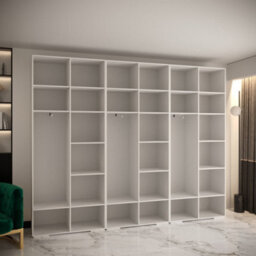 Arte Manhattan Ii Versatile Spacious Hinged Door Wardrobe W3000mm H2370mm D470mm - Elegant White, 6 Doors, 30 Shelves - thumbnail 6